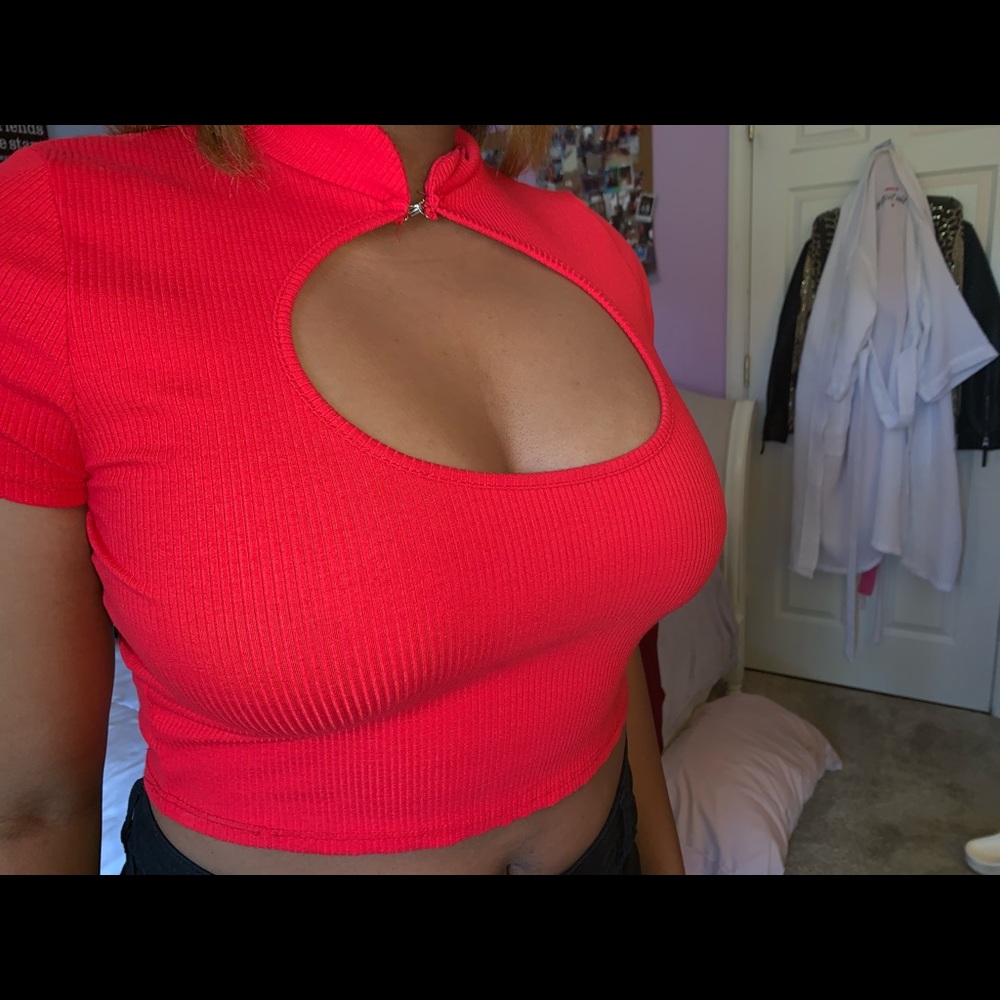 Red crop too with chest cut out.